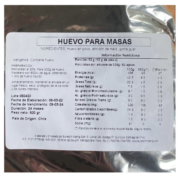 Huevo Entero Polvo Para Masas 500g. HD-10 - Image 2