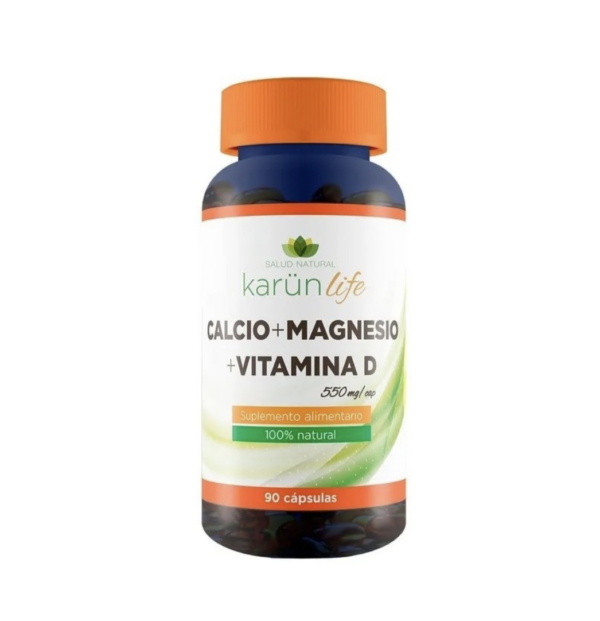 Calcio + Magnesio + Vitamina D 550mg. 90 Cápsulas 100% Naturales KarünLife