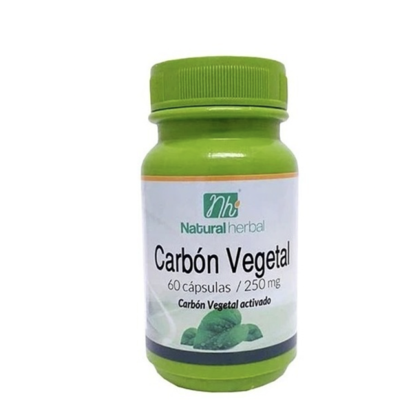 Carbón Vegetal Activado 60 Cápsulas de 250mg. Natural Herbal