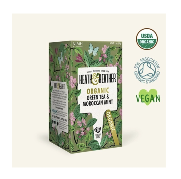 Té Verde Menta Marroqui Orgánico 20 Bolsitas Health & Heather
