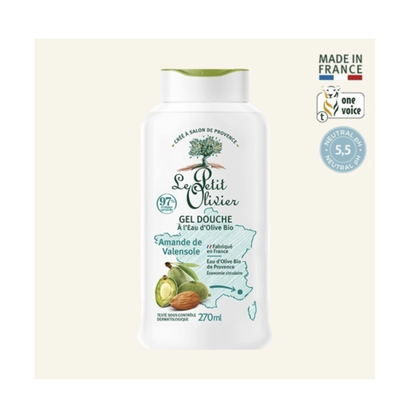 Gel de Ducha Almendra y Agua de Olivo Extra Suave 270ml. Le Petit Olivier