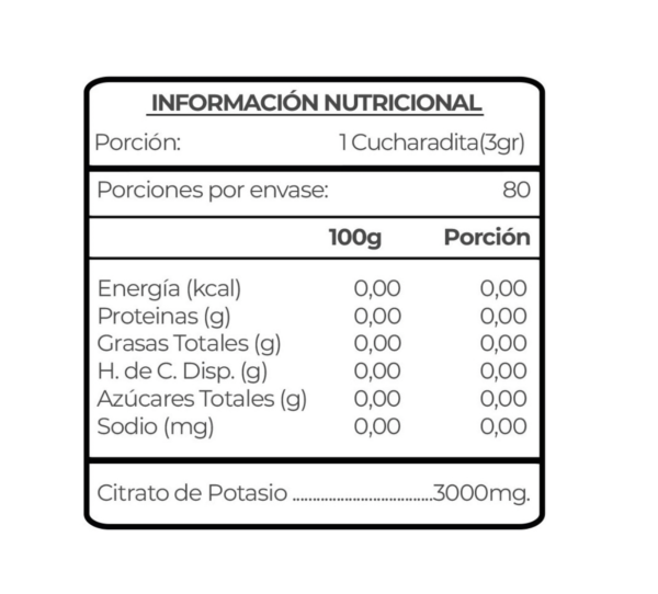 Citrato de Potasio Polvo 240g. Health Natural - Image 2
