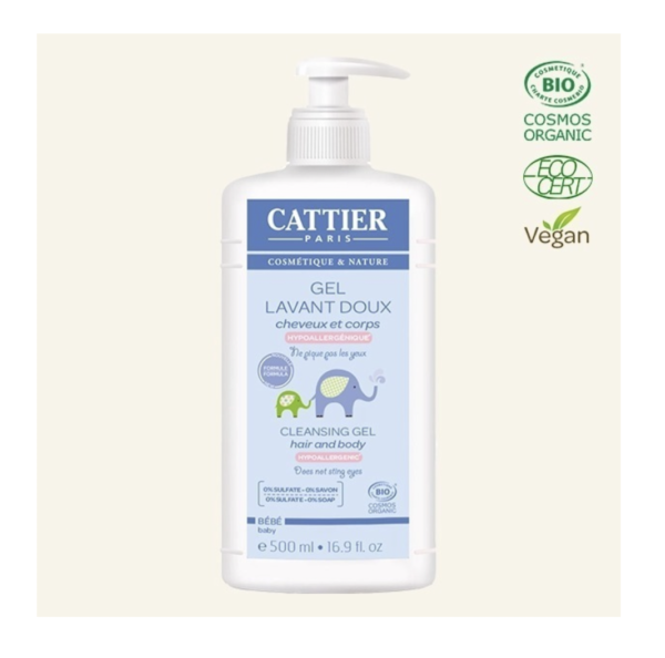 Agua Baño Bebé y Niño Pediátrico 100% Vegano Orgánico 500ml. Cattier