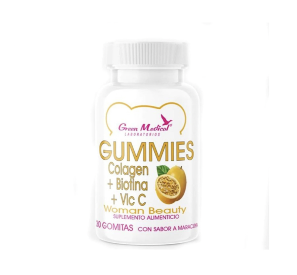 Gomitas de Colágeno + Biotina + Vitamina C 30 Gomitas Maracuya Green Medical
