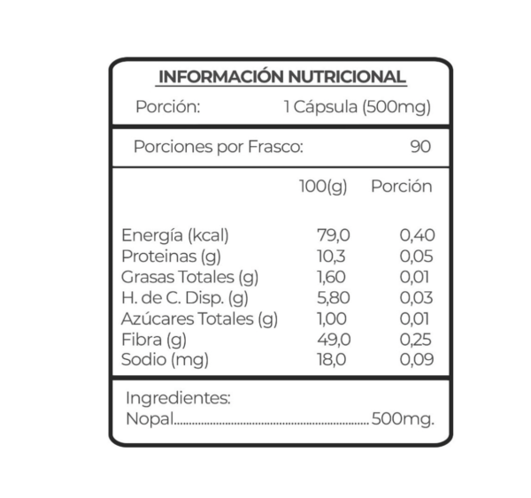Nopal 180 Cápsulas Vegetales 500mg. Hampyn - Image 2