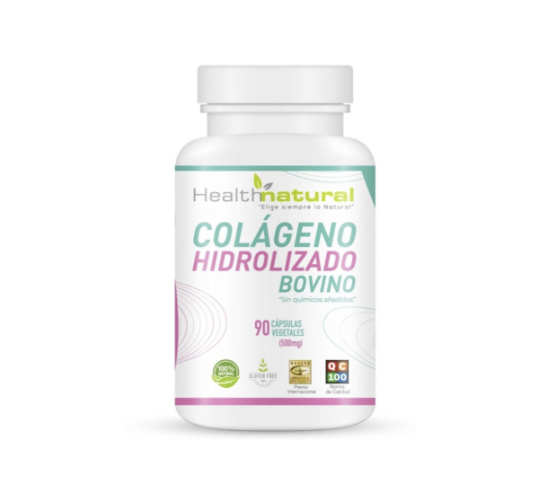 Colágeno Hidrolizado de Bovino 90 Cápsulas Vegetales 500mg. Health Natural