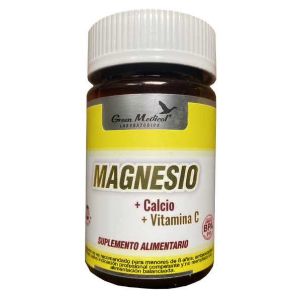 Magnesio + Calcio + Vitamina C 60 Cápsulas Suplemento Alimentario Green Medical