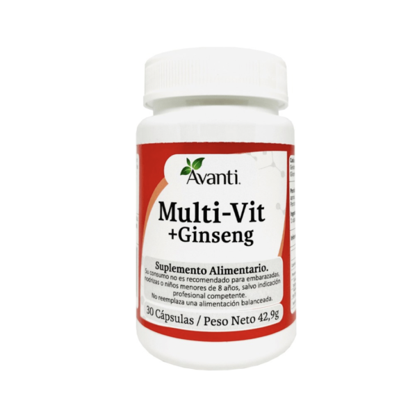 Multi-Vit + Gienseng 30 Cápsulas Suplemento Alimentario Avanti