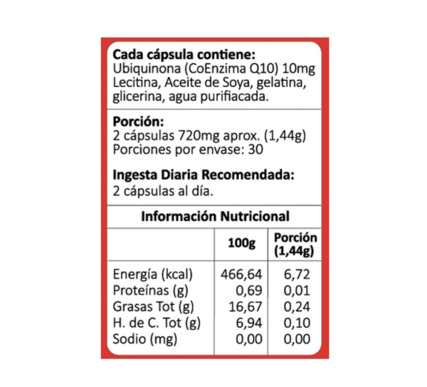 Coenzima Q10 60 Cápsulas Suplemento Alimentario Avanti - Image 2