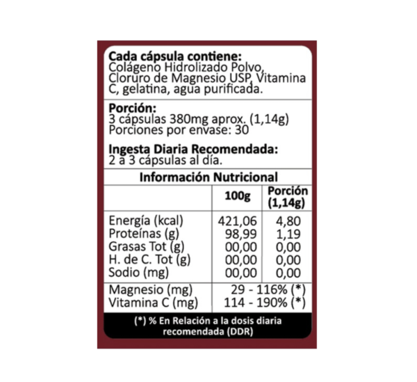 Colágeno + Magnesio + Vitamina C 90 Cápsulas Suplemento Alimentario Avanti - Image 2