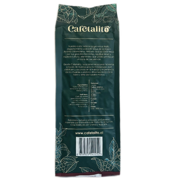 Café Tostado de Grano Entero 500g. Cafetalito - Image 2