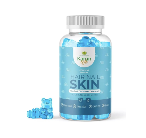 Hair Nail Skin Vitamina D + B-Complex + Vitamina E 60Gomitas Sabor Berries KarünLife