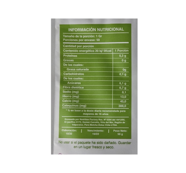 Té Matcha en Polvo 50g. Matcha Detox - Image 2