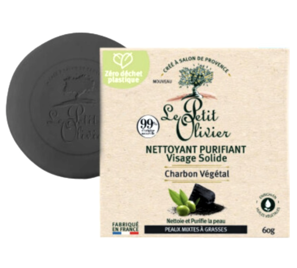 Limpiador Facial Sólido Carbón Vegetal 60g. Le Petit Olivier