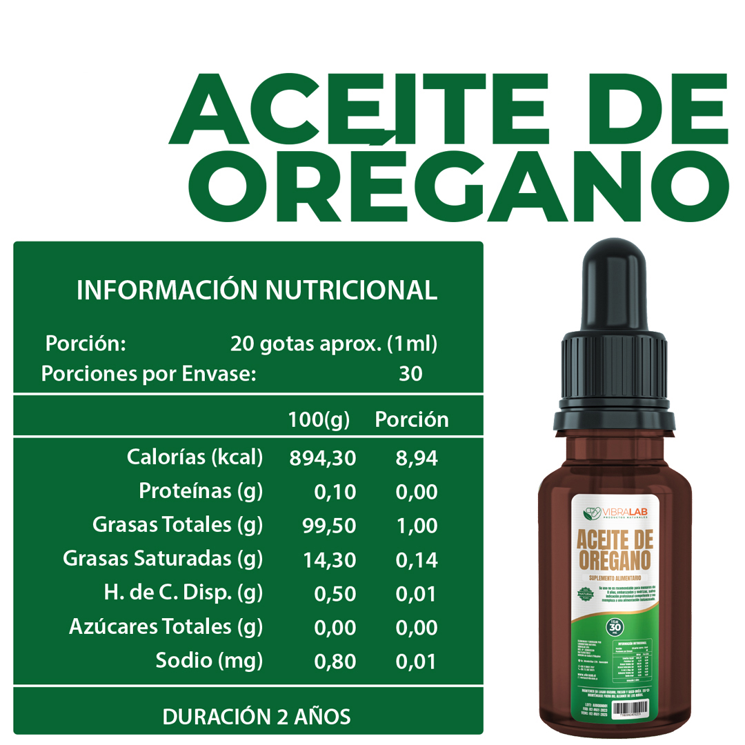 Aceite de Orégano 30ml. Potente Fungicida Antibiótico Vibralab