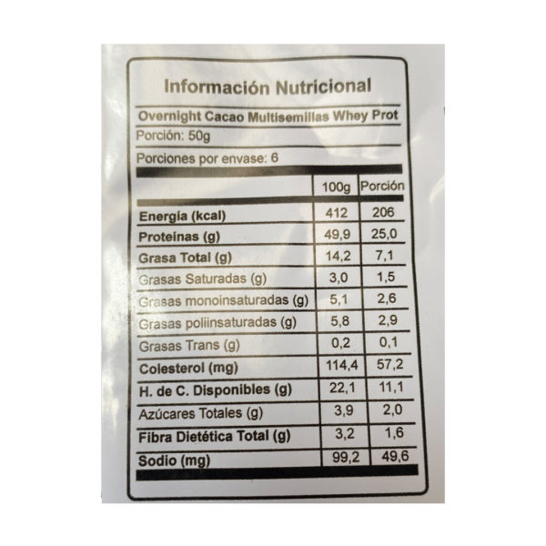 Proteina Shake Sabor Cacao Multisemillas 300g. Overnight - Image 2