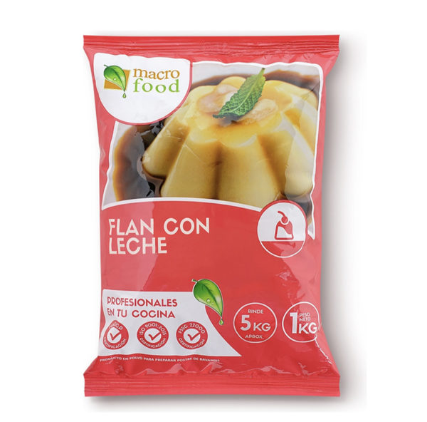 Flan con Leche Sabor Coco 1Kg. Macro Food