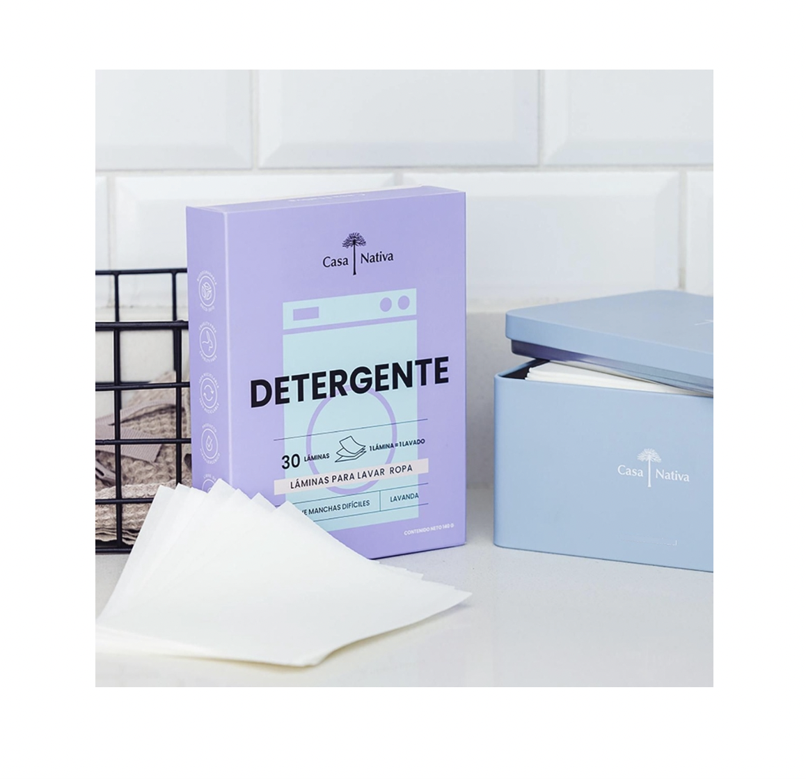 Detergente en Láminas Aroma Lavanda 140g. Casa Nativa - Imagen 2