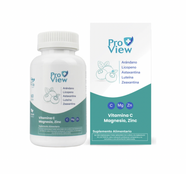 Pro View Vitamina C + Magnesio + Zinc 60 Cápsulas Veganas Suplemento Alimentario Bio Swiss