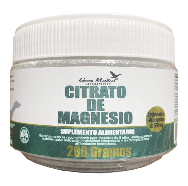 Citrato de Magnesio 200g. Polvo Green Medical