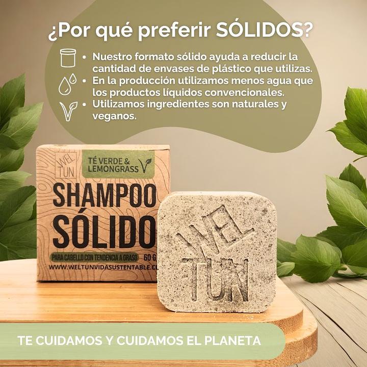 Shampoo Solido Te Verde/Lemongrass 60grs Weltun - Imagen 2