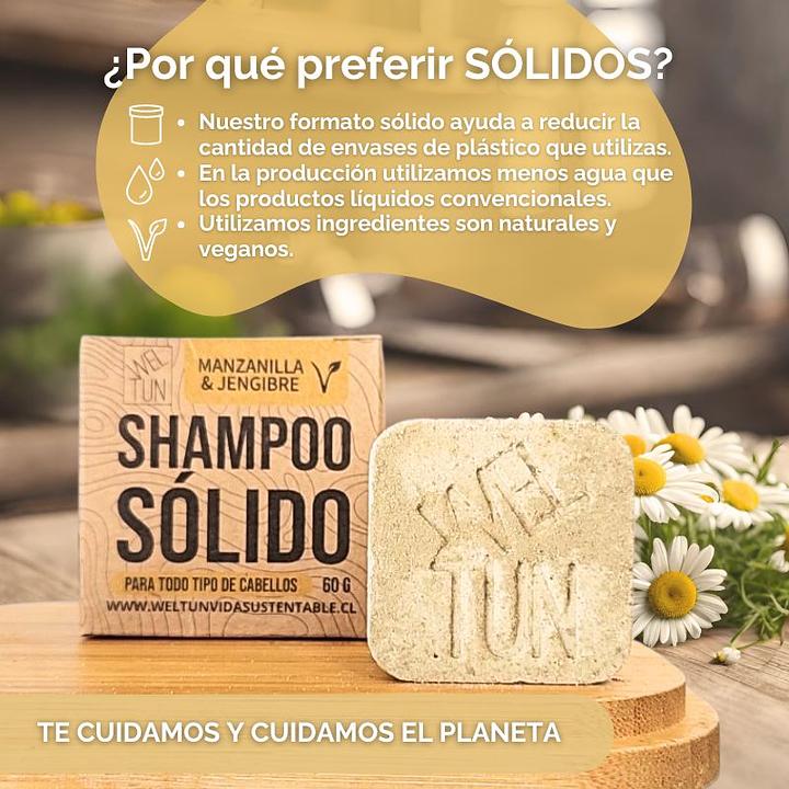 Shampoo Solido Manzanilla/Jengibre 60grs Weltun - Imagen 2